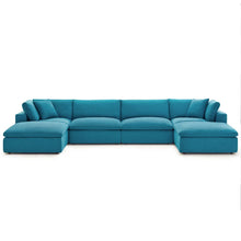 Load image into Gallery viewer, Down Filled Overstuffed 6 Pc Sofa Sectional In Teal