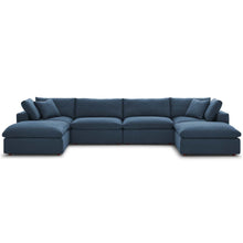 Load image into Gallery viewer, Down Filled Overstuffed 6 Pc Sofa Sectional In Azure
