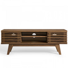Load image into Gallery viewer, Walnut Slated Small 2 Door Tv Stand