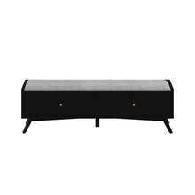 Load image into Gallery viewer, Mid-century modern black storage bench