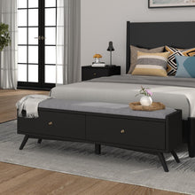 Load image into Gallery viewer, Mid-century modern black storage bench