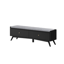 Load image into Gallery viewer, Mid-century modern black storage bench