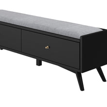 Load image into Gallery viewer, Mid-century modern black storage bench