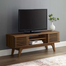 Load image into Gallery viewer, Walnut Slated Small 2 Door Tv Stand