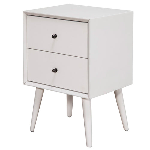 Mid-century modern white nightstand