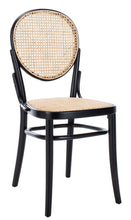 Load image into Gallery viewer, Cane woven round dining chair in black and natural, Set of 2