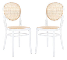 Load image into Gallery viewer, Cane woven round dining chair in white natural, Set of 2