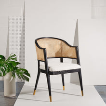 Load image into Gallery viewer, Cane woven sloped armchair in black and natural