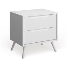 Load image into Gallery viewer, White mid-century nightstand