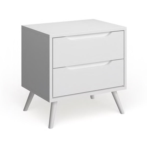 White mid-century nightstand