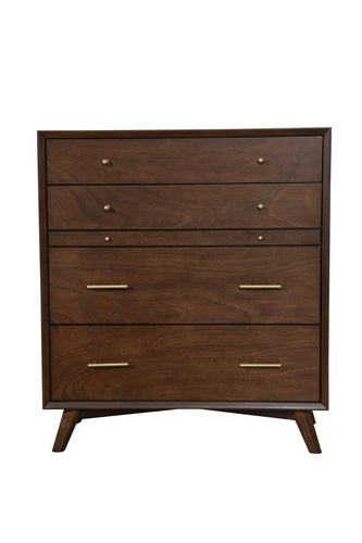 Mid-century modern walnut 4 drawer chest