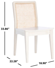 Load image into Gallery viewer, Rattan straight dining chair in white and natural, Set of 2