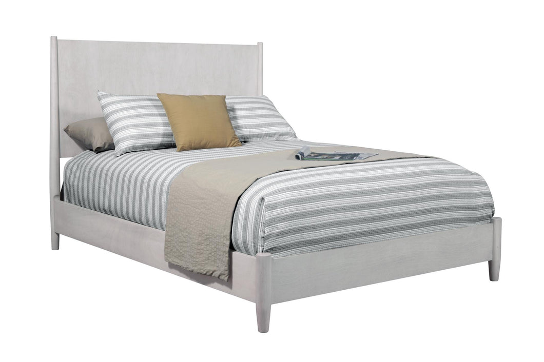 Mid-century modern washed gray full bed frame