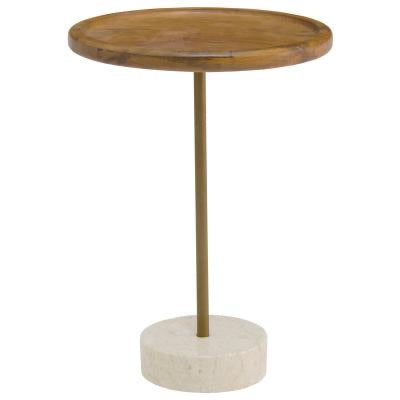 Teak & marble side table