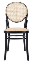 Load image into Gallery viewer, Cane woven round dining chair in black and natural, Set of 2