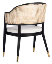 Load image into Gallery viewer, Cane woven sloped armchair in black and natural