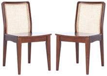 Load image into Gallery viewer, Rattan straight dining chair in walnut and natural, Set of 2