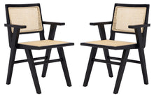 Load image into Gallery viewer, French cane arm chair in black and natural, Set of 2