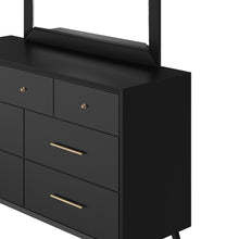 Load image into Gallery viewer, Mid-century modern black 7 drawer dresser