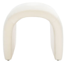 Load image into Gallery viewer, Arched ottoman stool in cream velvet fabric