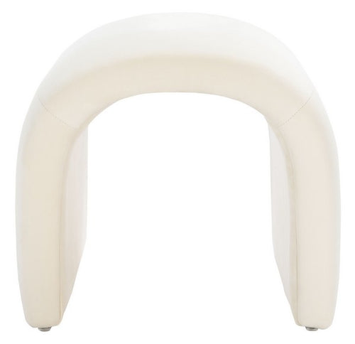 Arched ottoman stool in cream velvet fabric