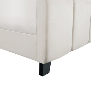 Vertical channeled king bed, ivory