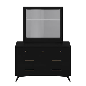 Mid-century modern black 7 drawer dresser