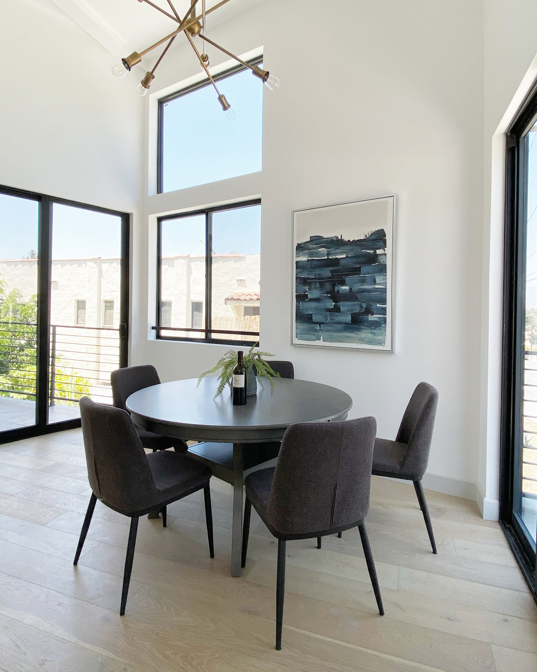 Round grey dining table