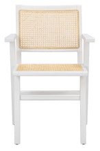 Load image into Gallery viewer, French cane arm chair in white and natural, Set of 2