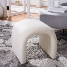 Load image into Gallery viewer, Arched ottoman stool in cream velvet fabric