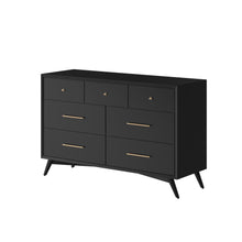 Load image into Gallery viewer, Mid-century modern black 7 drawer dresser