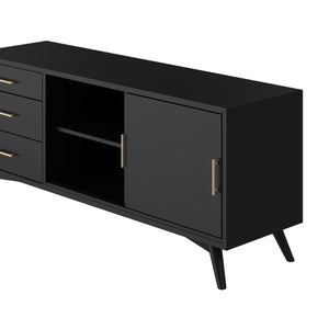 Mid-century modern black large tv stand