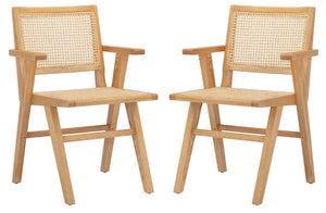 French cane arm chair in natural, Set of 2