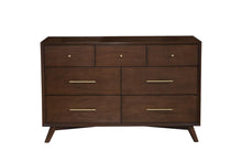 Load image into Gallery viewer, Mid-century modern walnut 7 drawer dresser