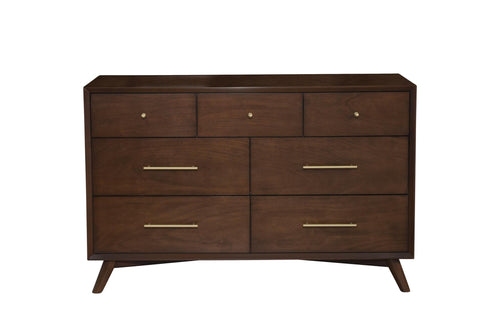 Mid-century modern walnut 7 drawer dresser