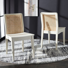 Load image into Gallery viewer, Rattan straight dining chair in white and natural, Set of 2