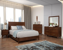 Load image into Gallery viewer, Mid-century modern walnut full size bed frame