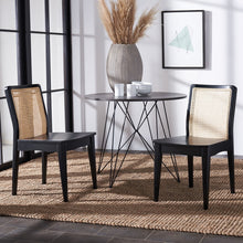 Load image into Gallery viewer, Rattan straight dining chair in black and natural, Set of 2