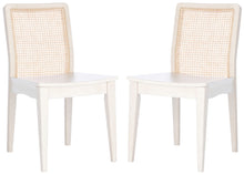 Load image into Gallery viewer, Rattan straight dining chair in white and natural, Set of 2