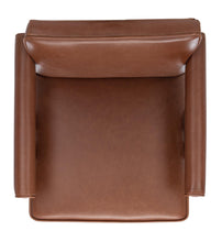 Load image into Gallery viewer, Mid century upholstered arm chair in cognac leatherette