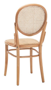 Cane woven round dining chair in natural, Set of 2