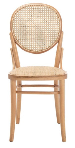 Cane woven round dining chair in natural, Set of 2