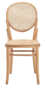 Cane woven round dining chair in natural, Set of 2