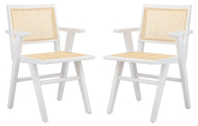 Load image into Gallery viewer, French cane arm chair in white and natural, Set of 2