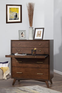 Mid-century modern walnut 4 drawer chest