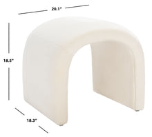 Load image into Gallery viewer, Arched ottoman stool in cream velvet fabric