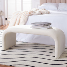 Load image into Gallery viewer, Arched bench in cream velvet fabric