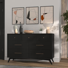 Load image into Gallery viewer, Mid-century modern black 7 drawer dresser