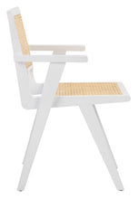 Load image into Gallery viewer, French cane arm chair in white and natural, Set of 2