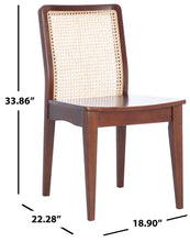 Load image into Gallery viewer, Rattan straight dining chair in walnut and natural, Set of 2